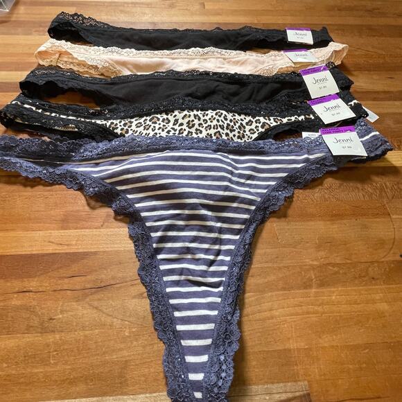Jenni Women's Lace-Trim Thong set of 5 - Picture 2 of 7